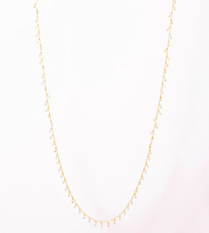 Traditional Chain Necklace with Hanging Pearl Droplets