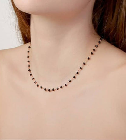 Elegant Black Crystal Beads Necklace