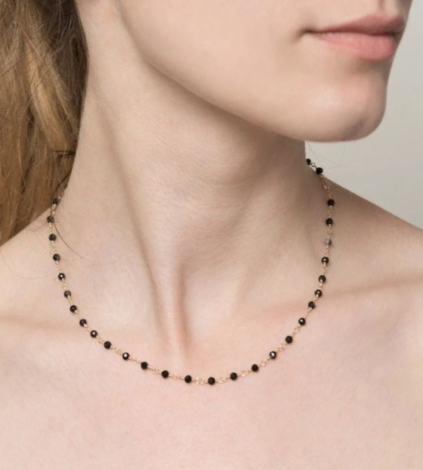 Elegant Black Crystal Beads Necklace