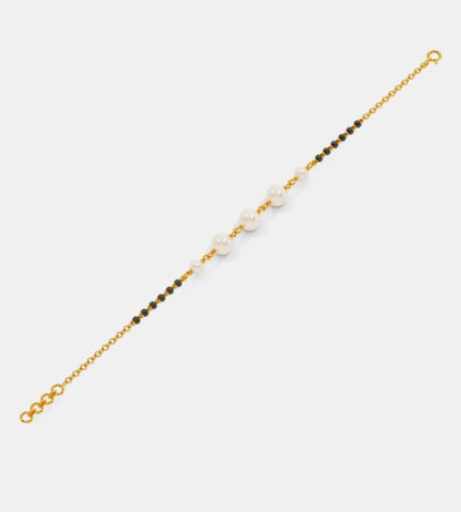 Pearl and Black Bead Hand Mangalsutra