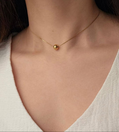 Minimal Gold Polished Bead Chain Necklace