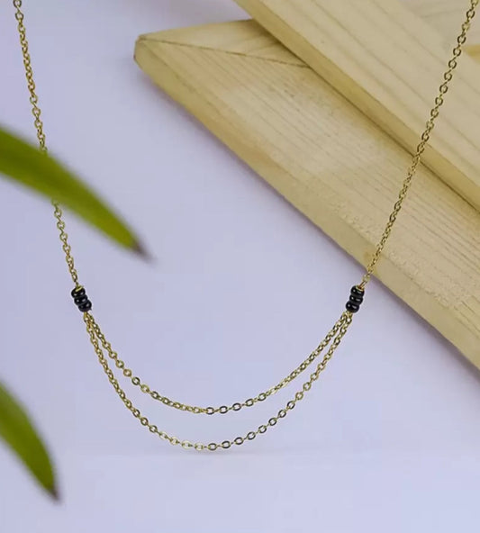Half Dual Layer Gold Plated Mangalsutra Necklace