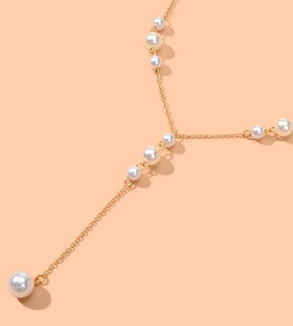 Elegant Pearl Drop Y-Shaped Necklace