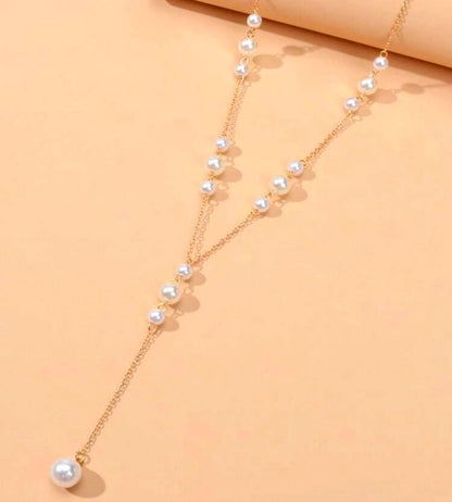 Elegant Pearl Drop Y-Shaped Necklace