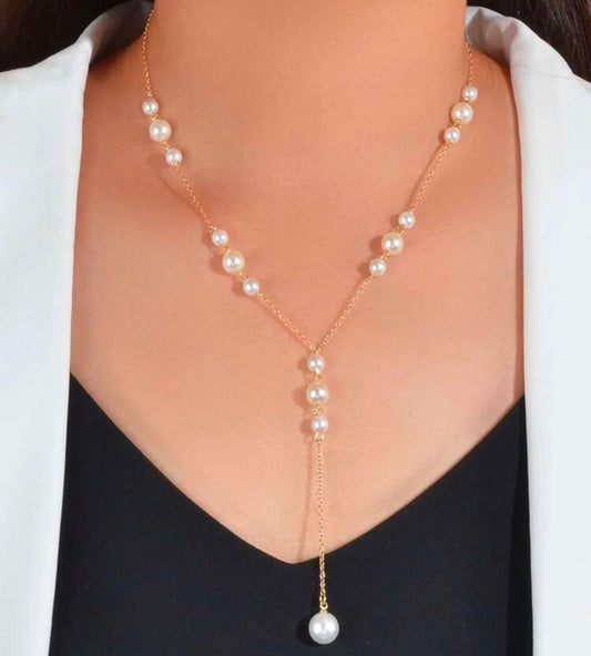 Elegant Pearl Drop Y-Shaped Necklace