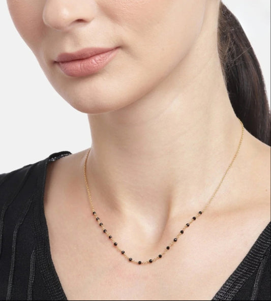 Delicate Black Crystal Bead Necklace