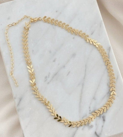 Gold Plated Chevron Link Chain Necklace