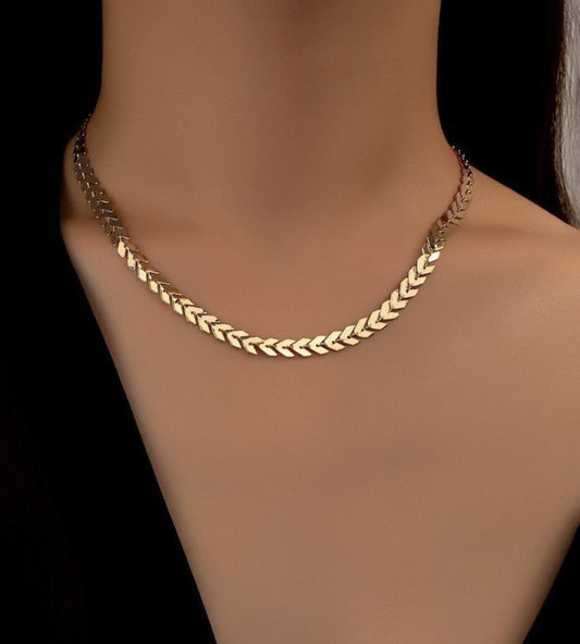 Gold Plated Chevron Link Chain Necklace