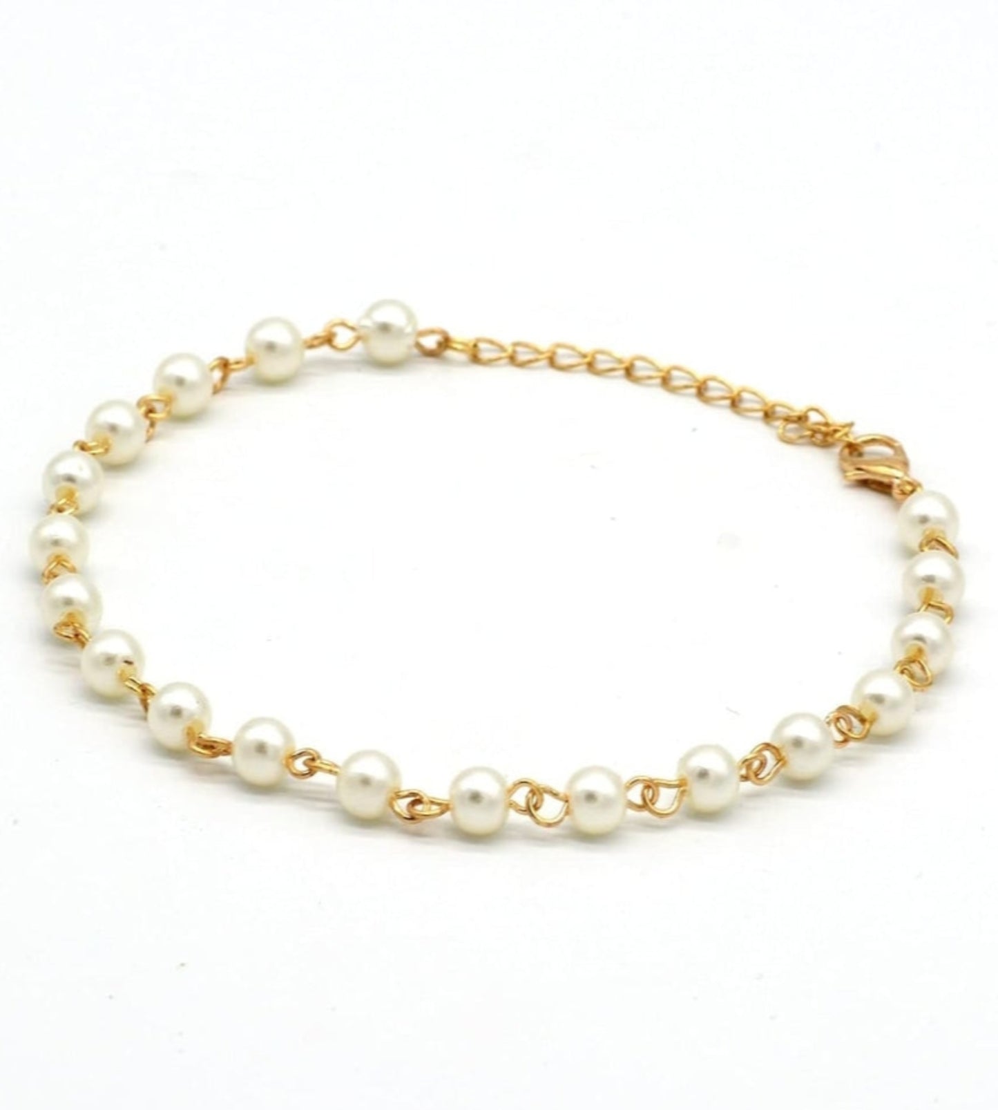 Gold Plated Pearl Beaded One Leg Anklet