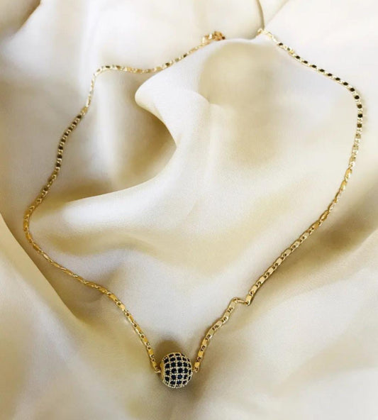 Glimmering Sphere Gold Plated Chain Necklace