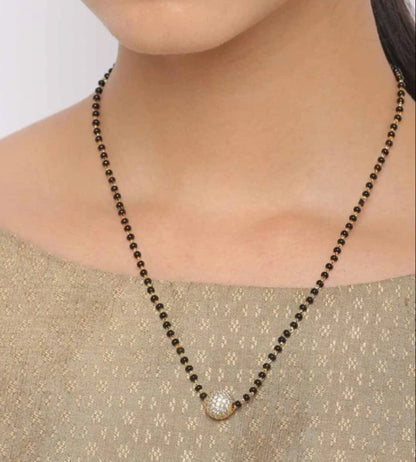Sparkling Pave Ball Black Bead Mangalsutra