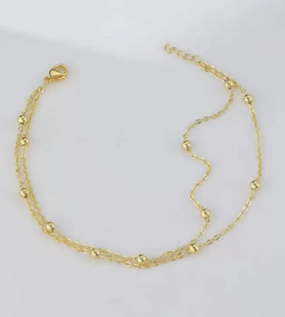 Minimalist Gold Plated Beads Chain Necklace & Bracelet Set