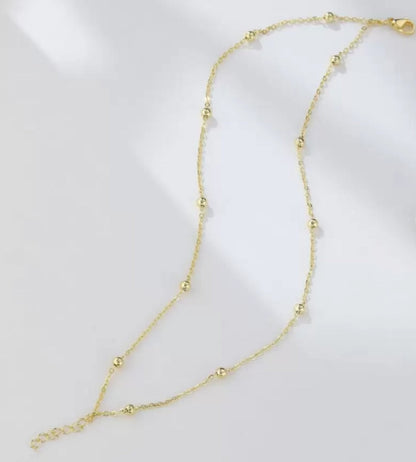 Minimalist Gold Plated Beads Chain Necklace & Bracelet Set