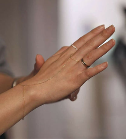 Minimalist Gold Plated Hand Chain Bracelet