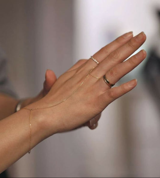 Minimalist Gold Plated Hand Chain Bracelet